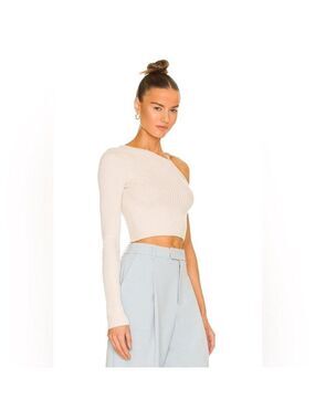 Silk Ivory Twist Sweater | Revolve Shae One Sleeve | NWT Large